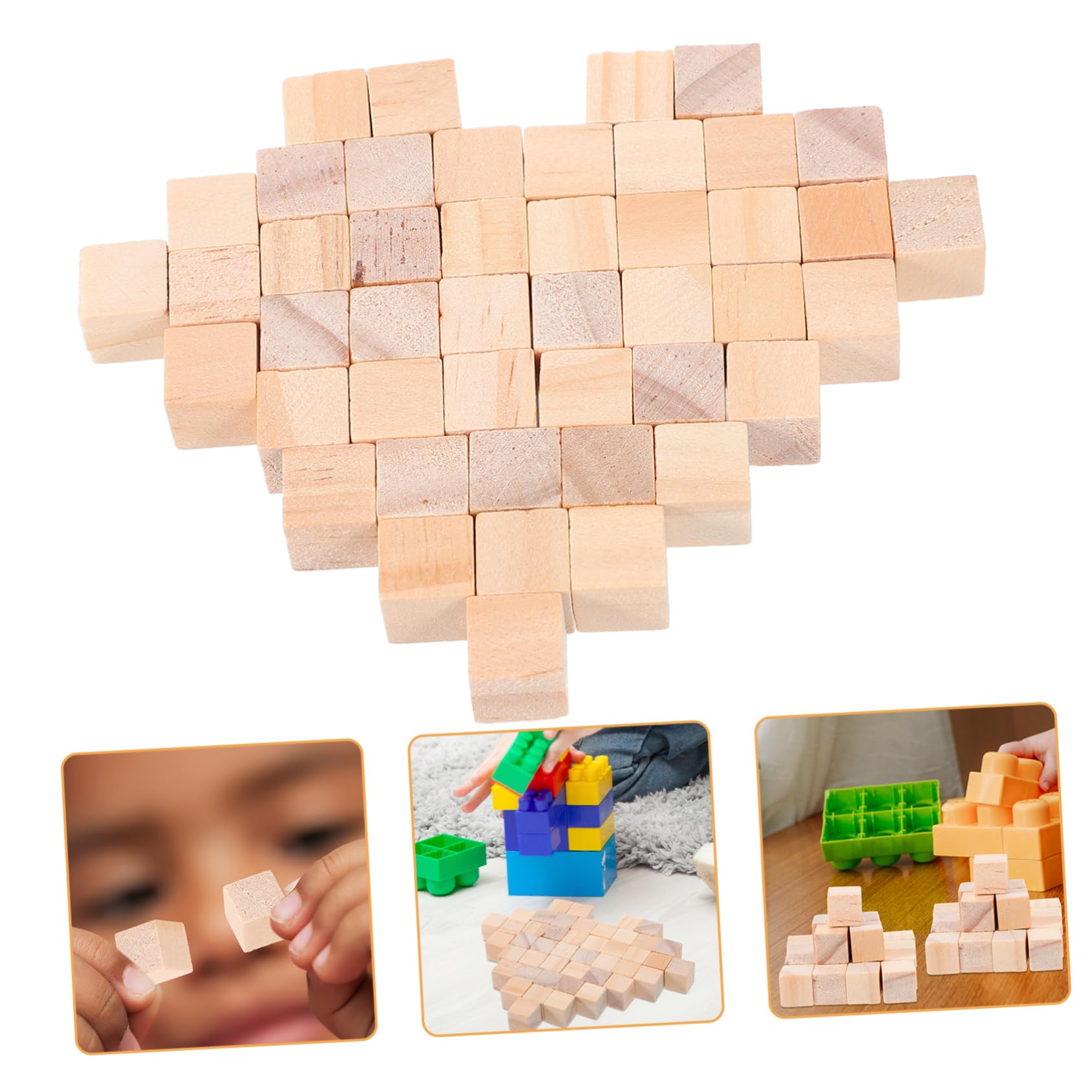 Amazon | GRIRIW 木製の積み木 木のブロック 木製の正方形の立方体 100